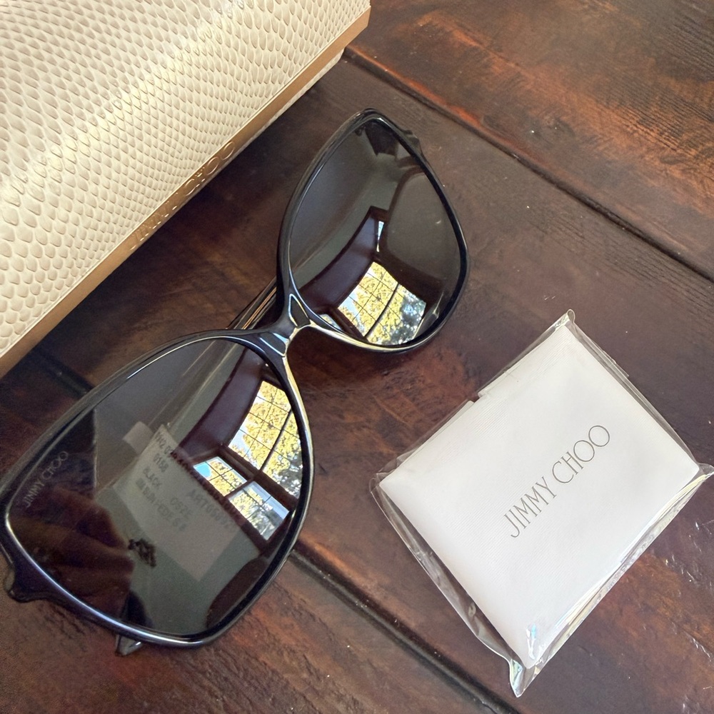 Jimmy Choo 59 MM Cat-Eye Black  Sunglasses - Brand New. Original Packaging.